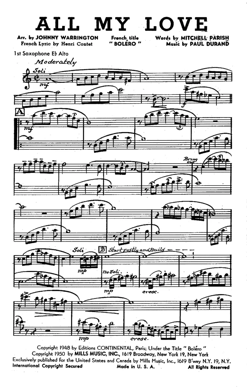 All My Love score preview