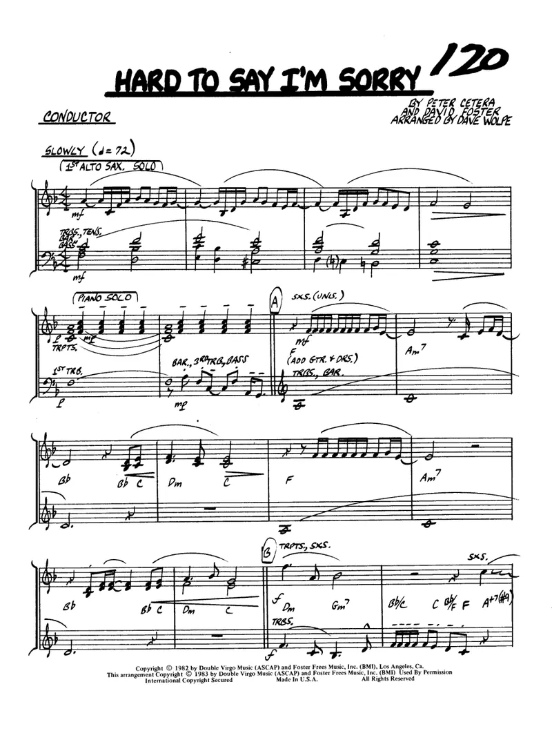 Hard To Say I'm Sorry score preview