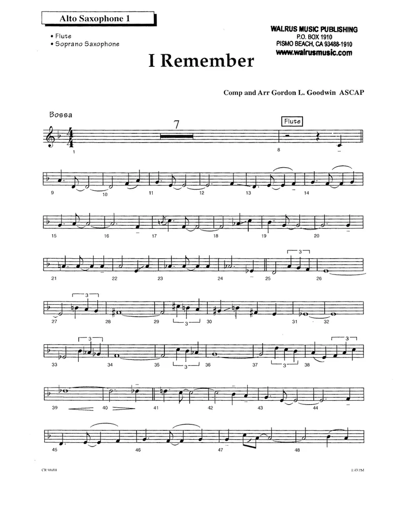 I Remember score preview