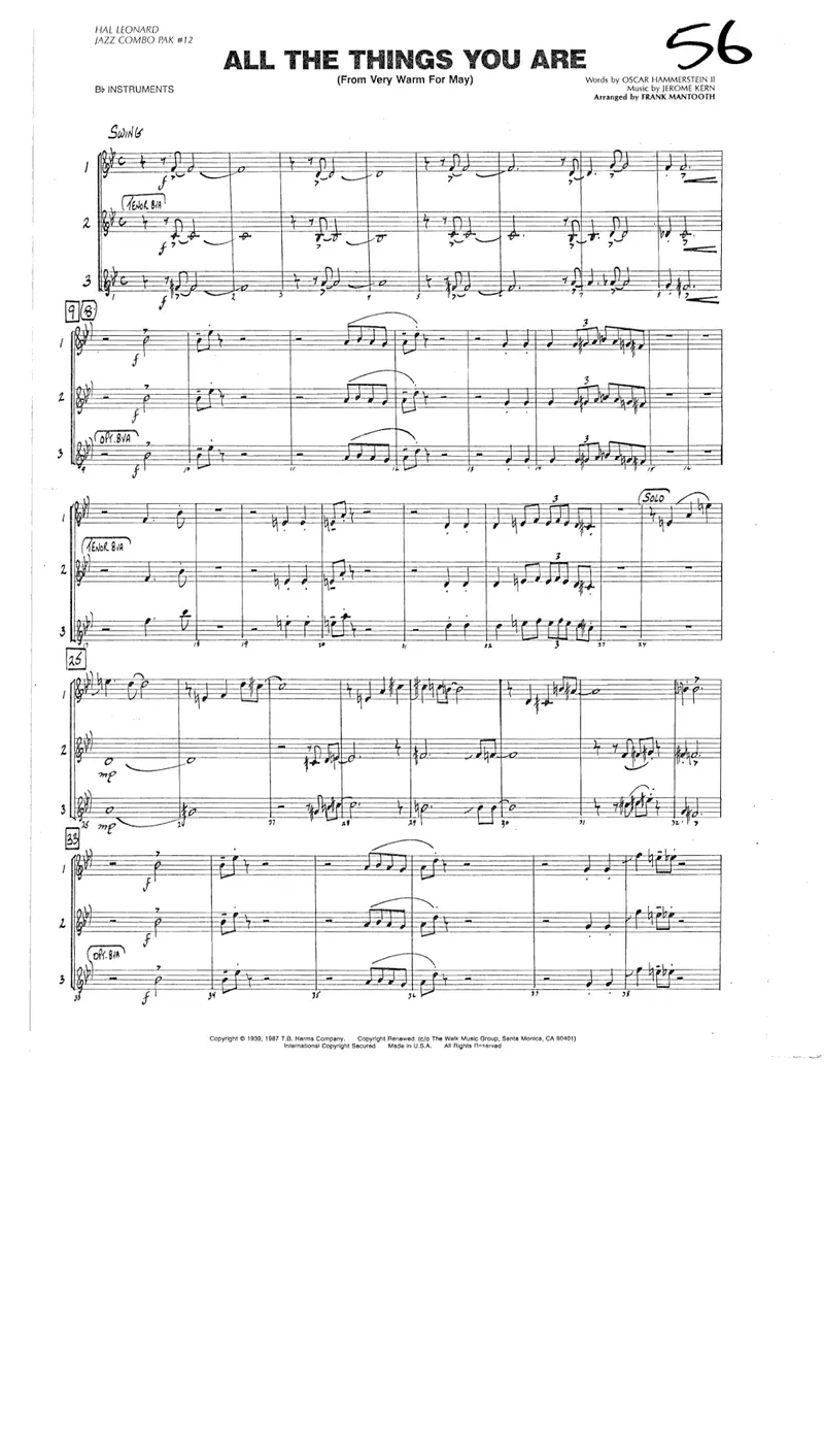All The Things You Are score preview