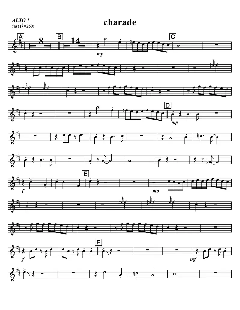 Charade H.Mancini score preview