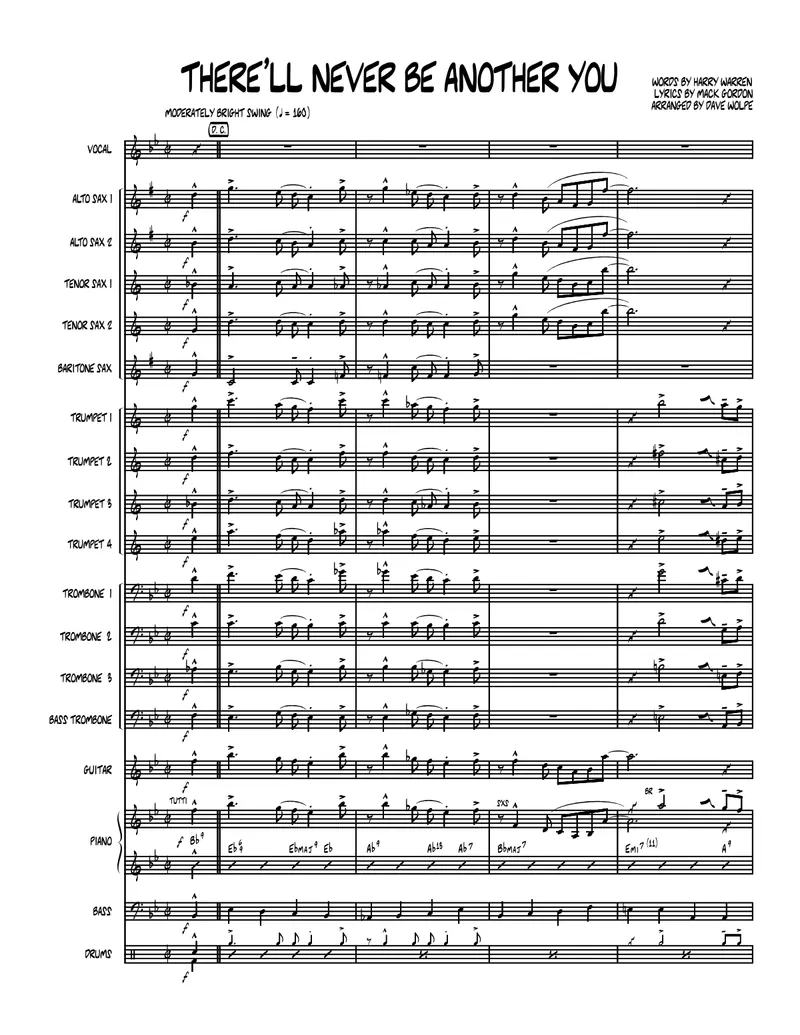 There'll Never Be Another You score preview