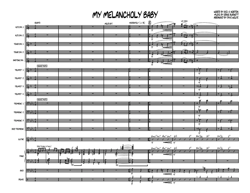 My Melancholy Baby score preview