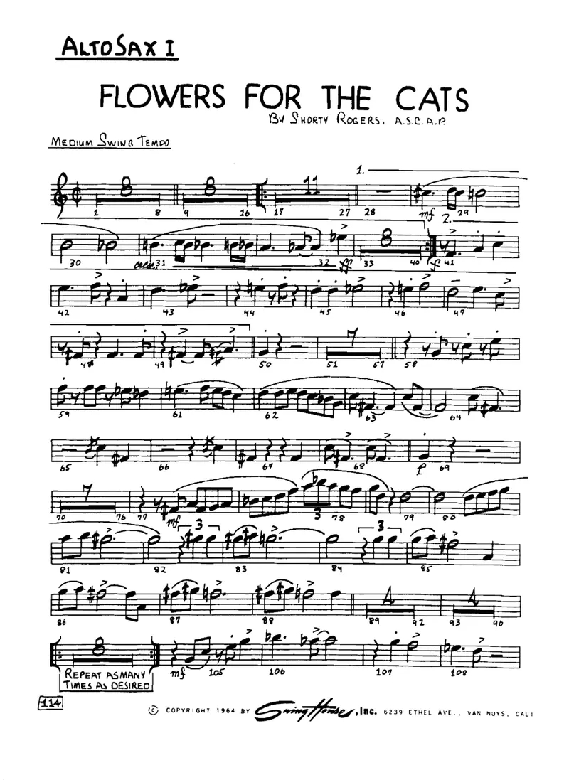 Flowers For The Cats score preview