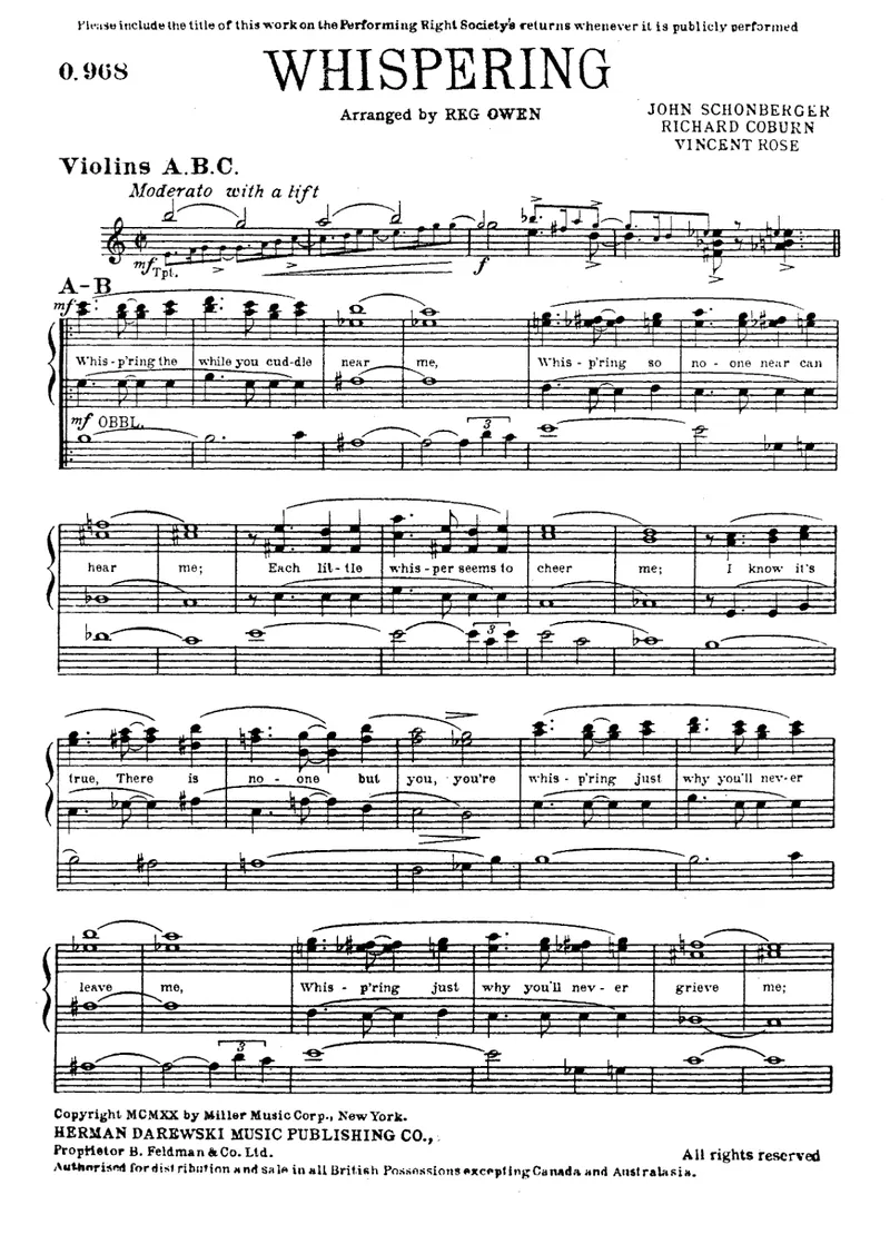 Whispering score preview