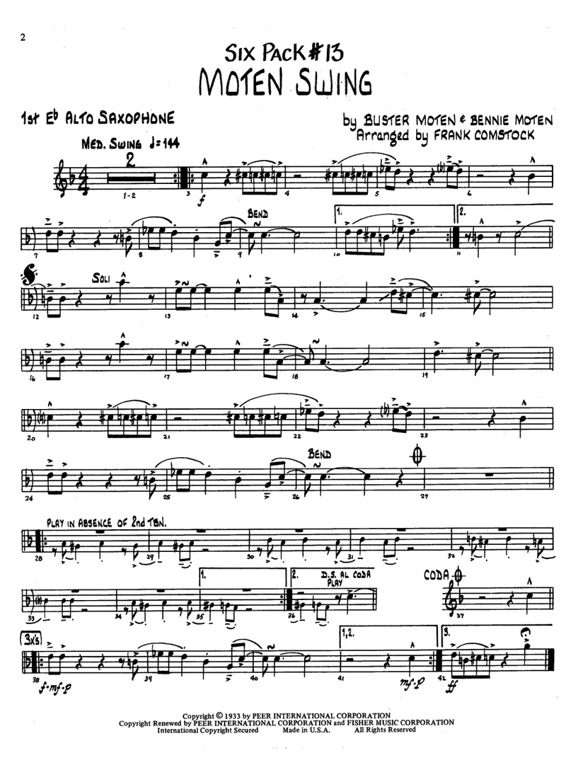 Moten Swing score preview