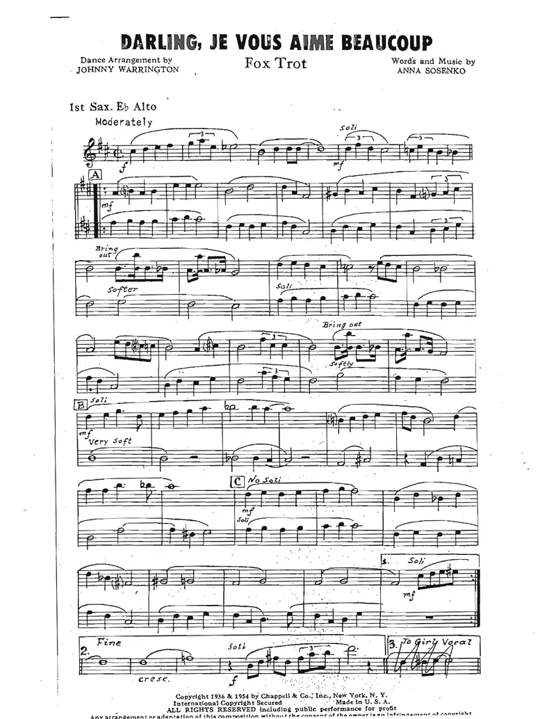 Darling, Je Vous Aime Beaucoup score preview