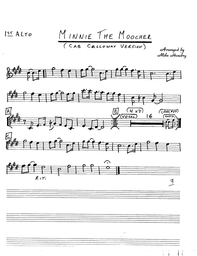 Minnie The Moocher score preview