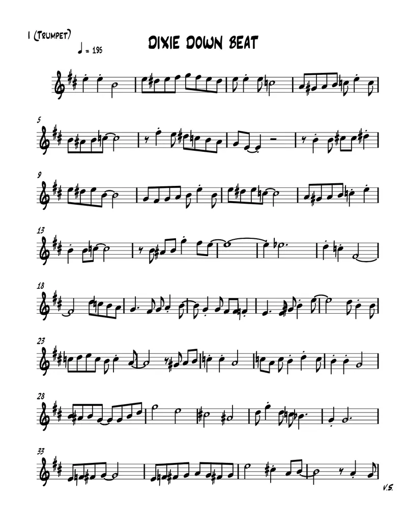 Dixie Down Beat score preview