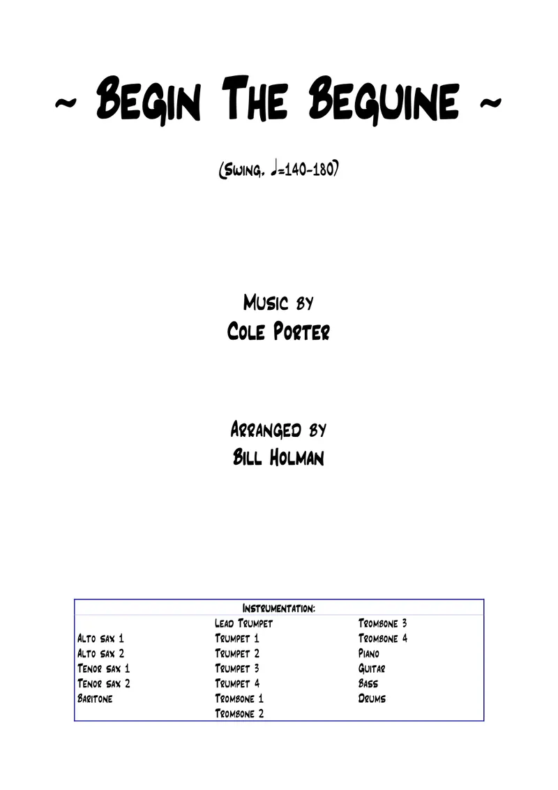 Begin The Beguine score preview
