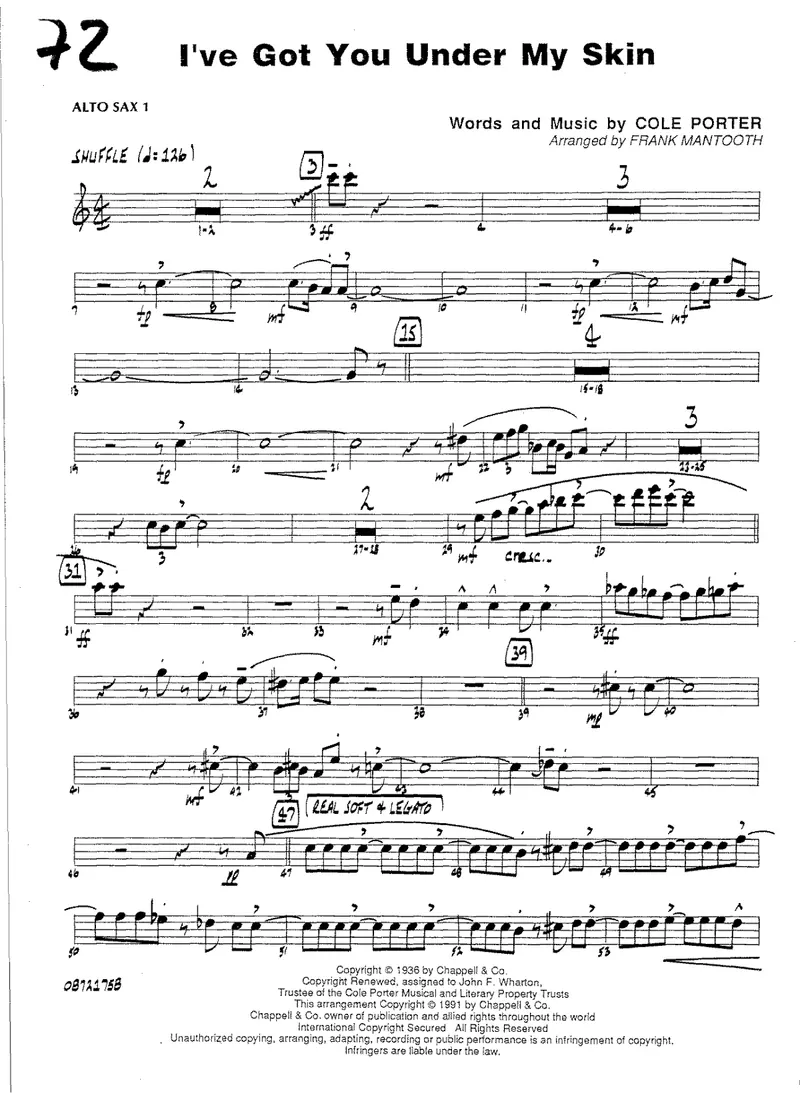 I'Ve Got You Under My Skin score preview