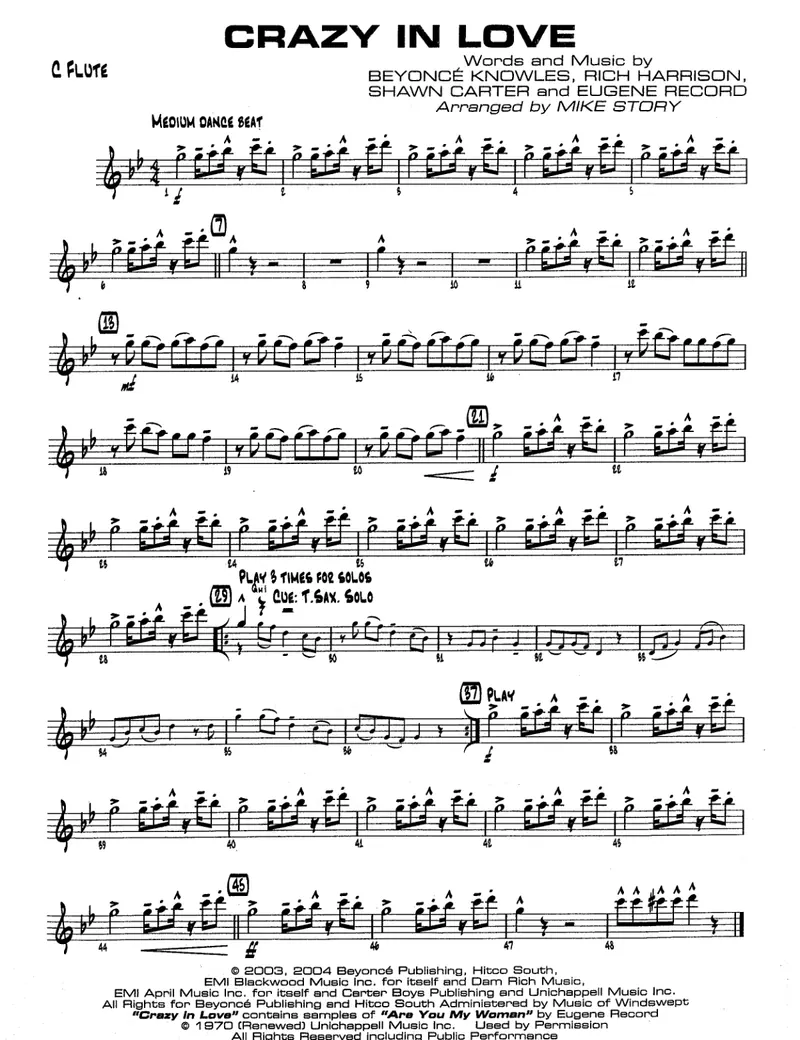 Crazy In Love score preview