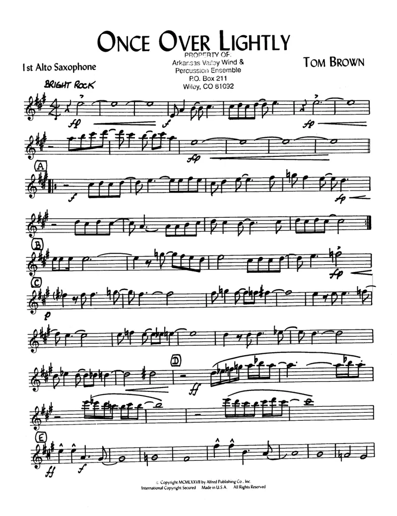Once Over Lightly score preview