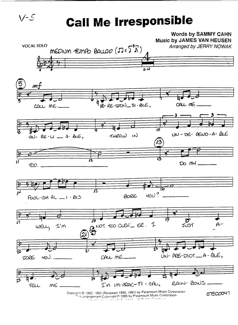 Call Me Irreponsible score preview