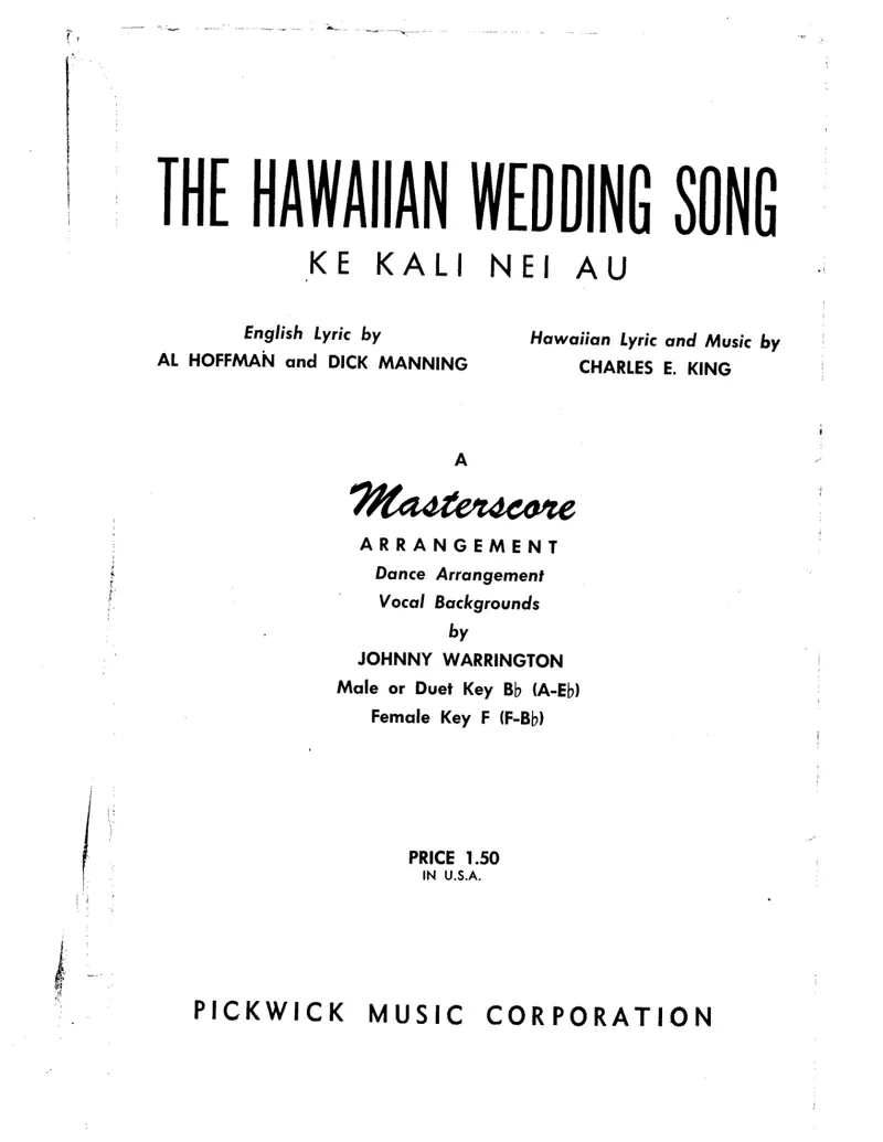 Hawaiian Wedding Song score preview