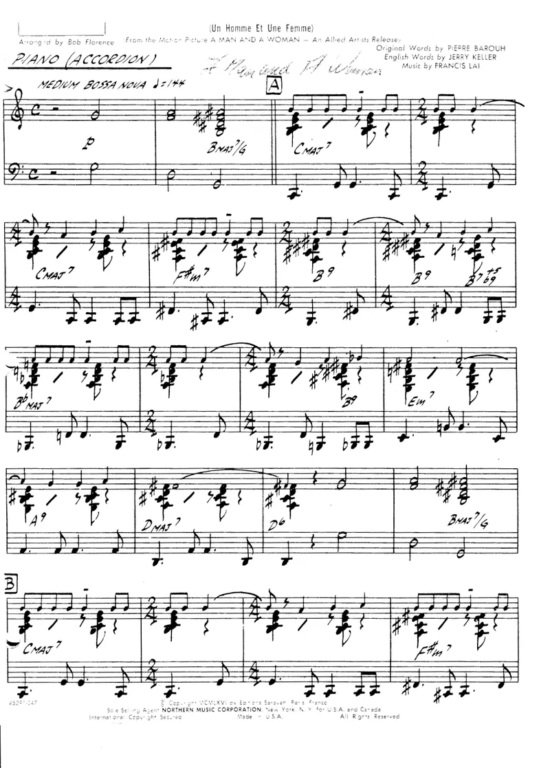 A Man And A Woman score preview