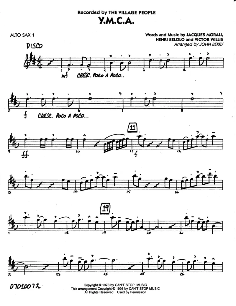 Y.M.C.A score preview