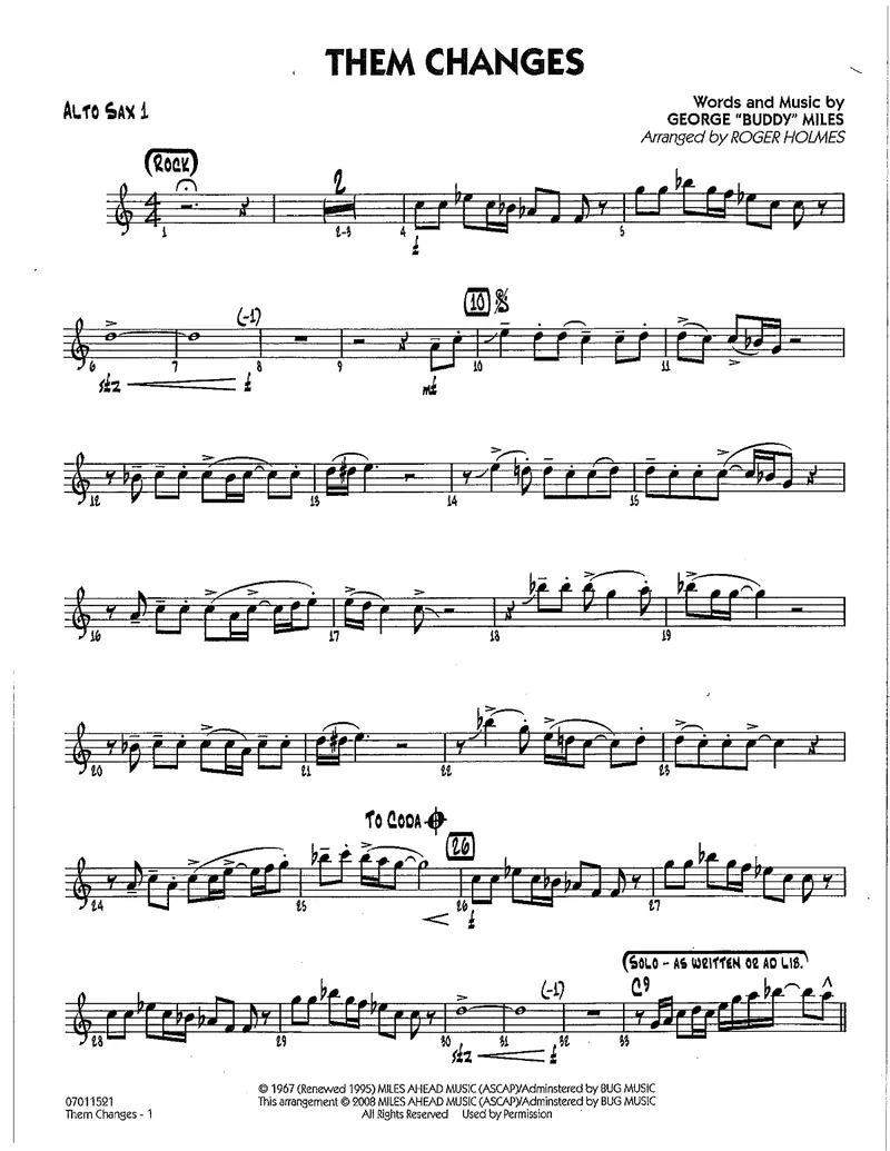 Them Changes score preview