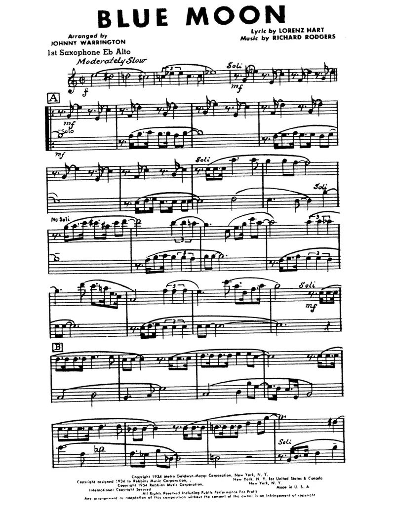 Blue Moon score preview