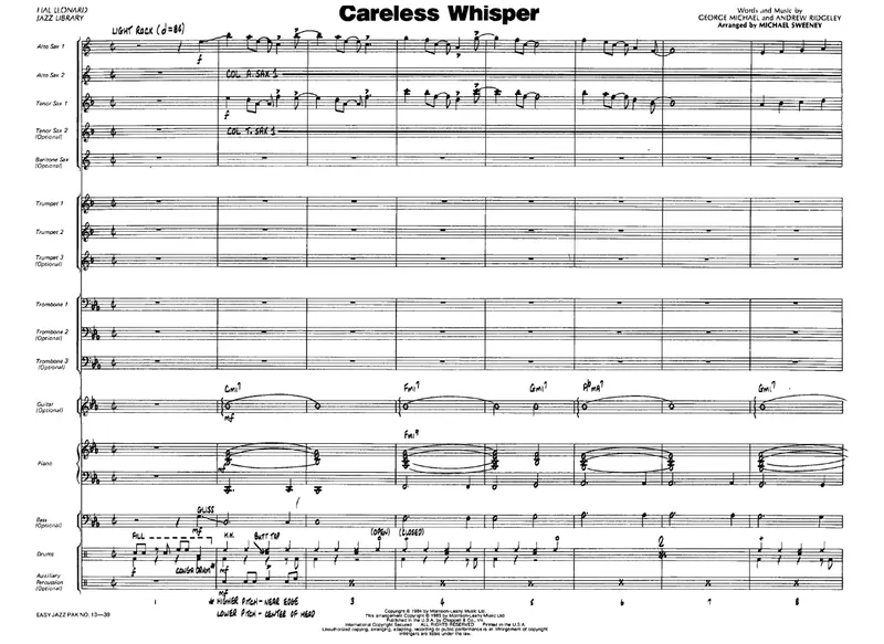Careless Whisper score preview