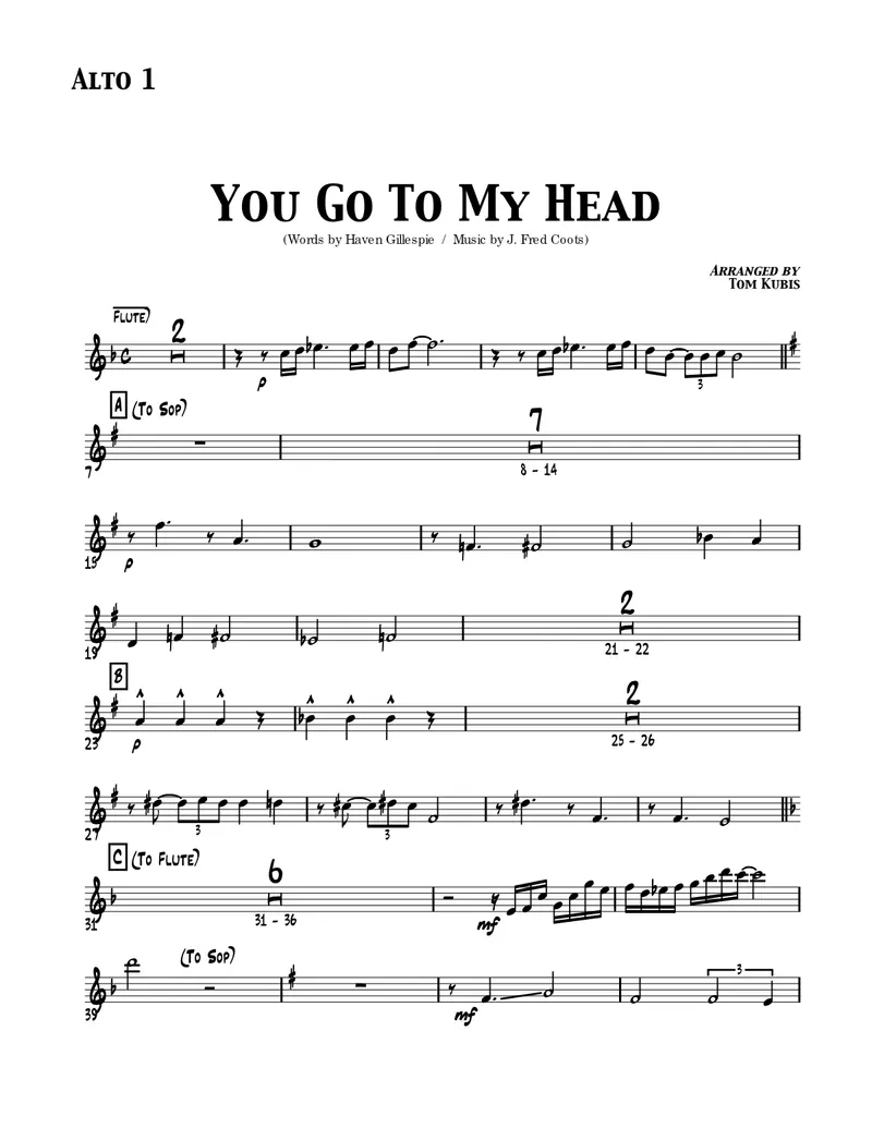 You Go To My Head score preview