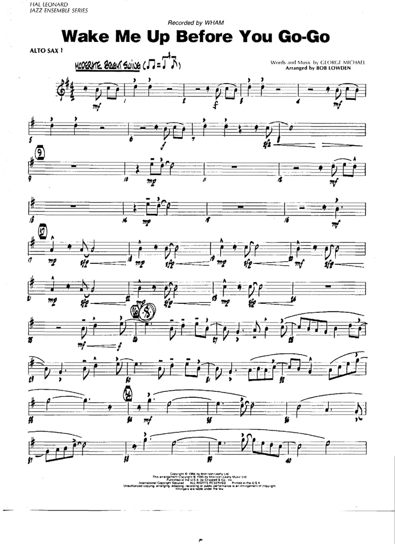 Wake Me Up Before You Go-Go score preview