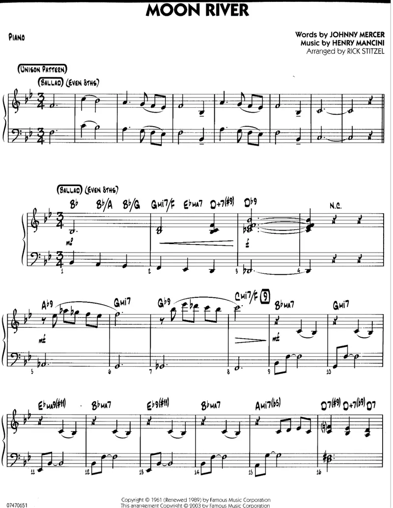 Moon River score preview