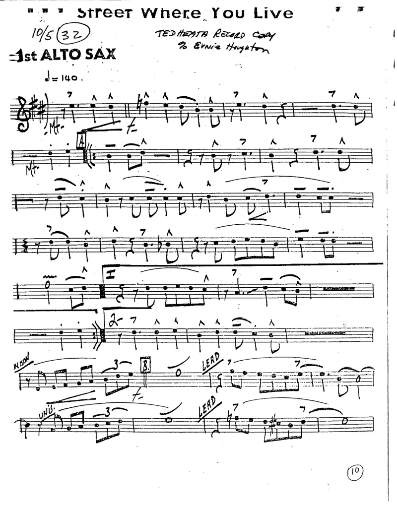On The Street Where You Live score preview