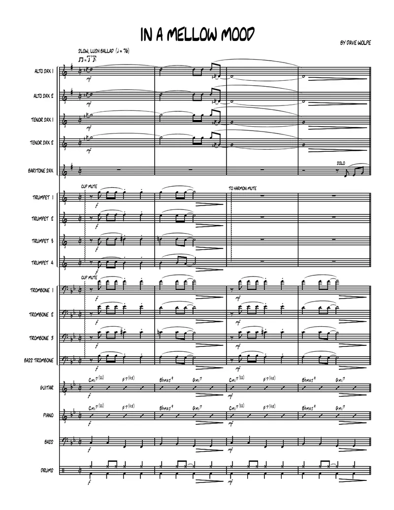 In A Mellow Mood score preview