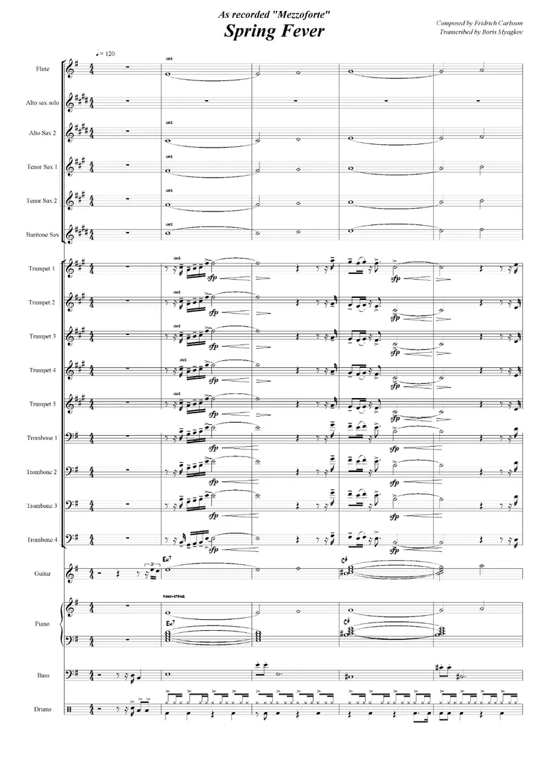Spring Fever score preview