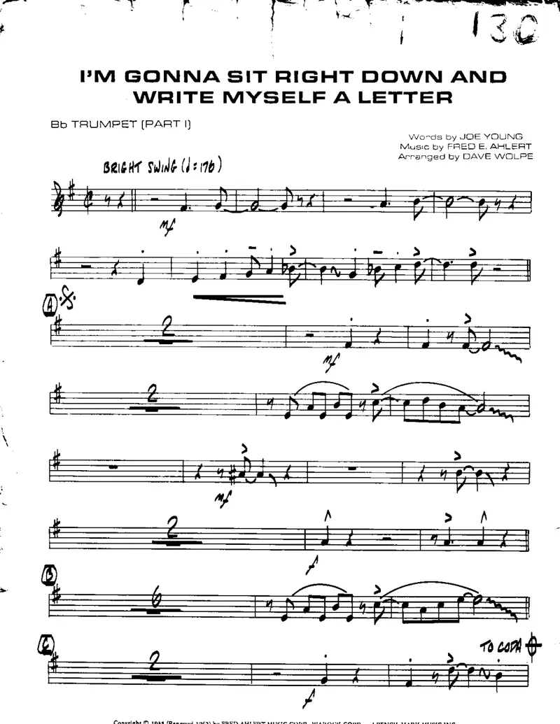 I'm Gonna Sit Right Down & Write Myself A letter score preview