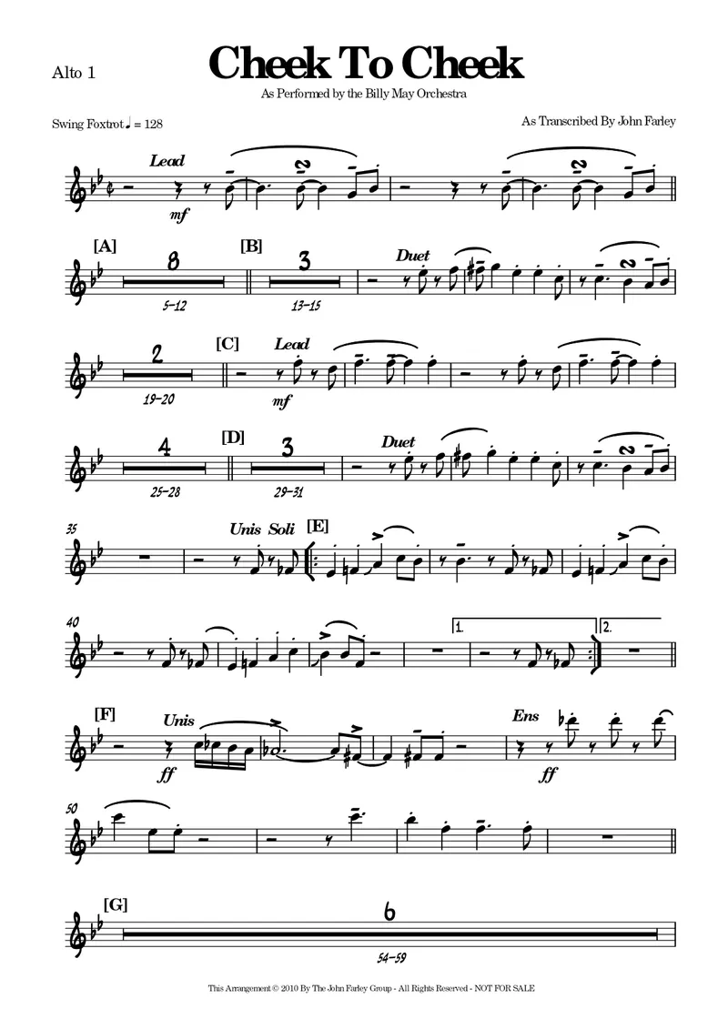 Cheek To Cheek score preview
