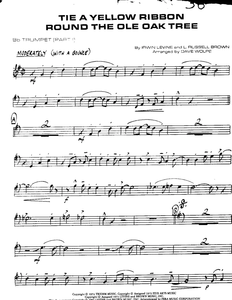 Tie a Yellow Ribbon score preview
