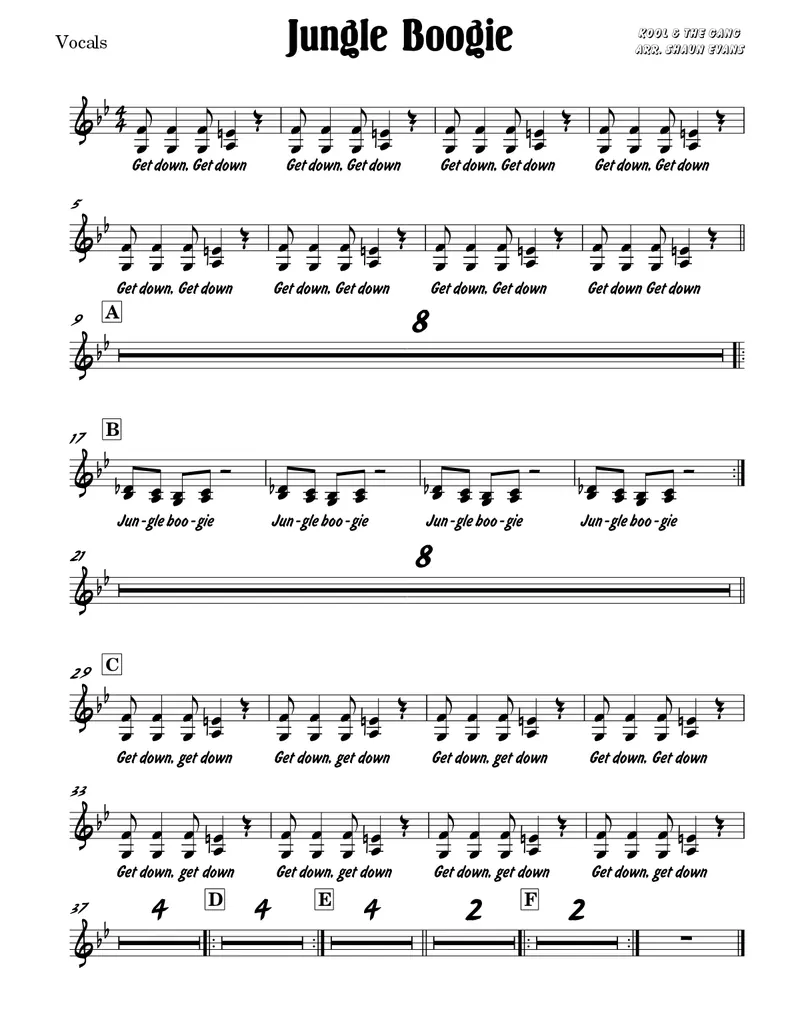 Jungle Boogie score preview