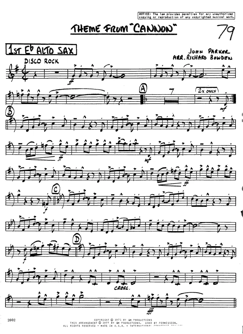 Theme From Cannon score preview
