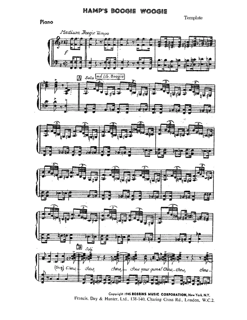 Hamp's Boogie Woogie score preview