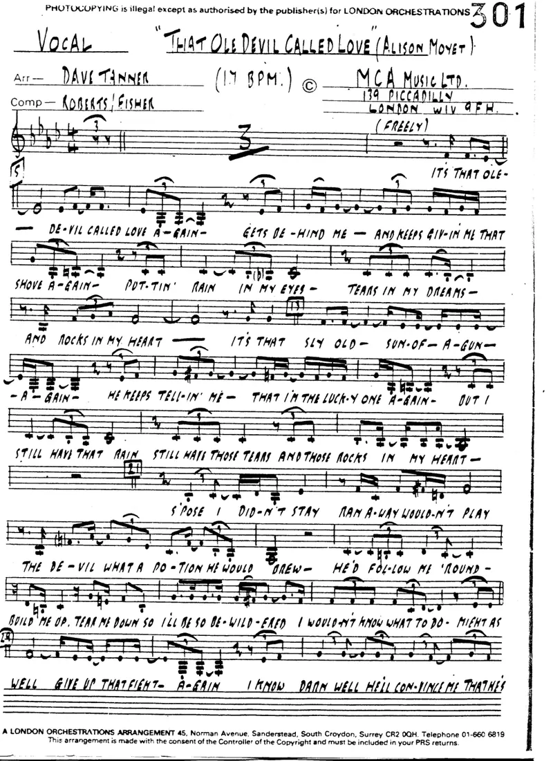 That Ole Devil Called Love score preview