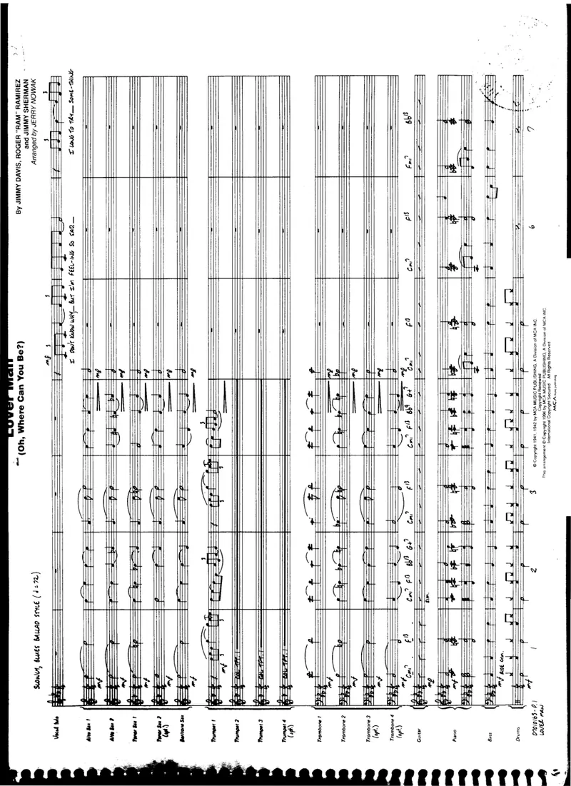 Lover Man score preview
