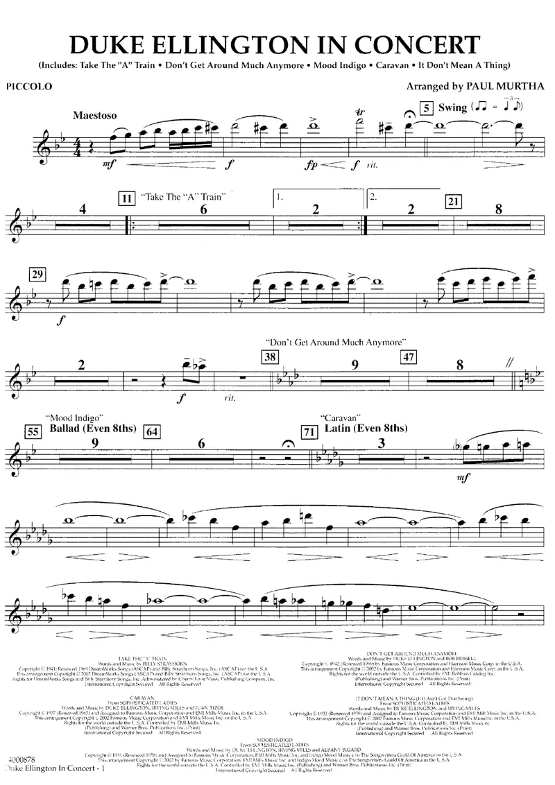 Duke Ellington In Concert score preview