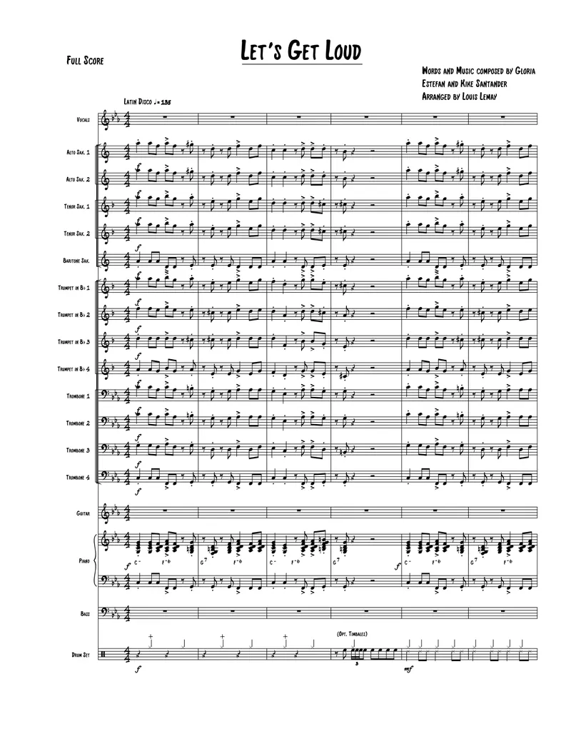 Let's Get Loud score preview