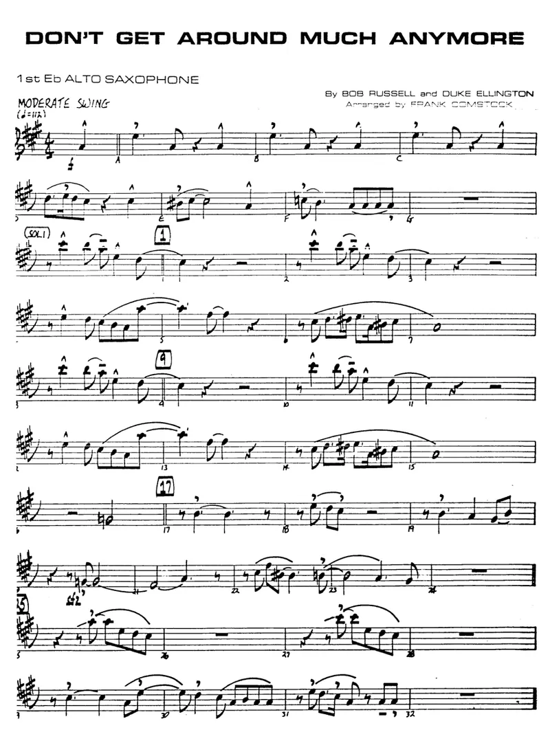 Don't Get Around Much Anymore score preview