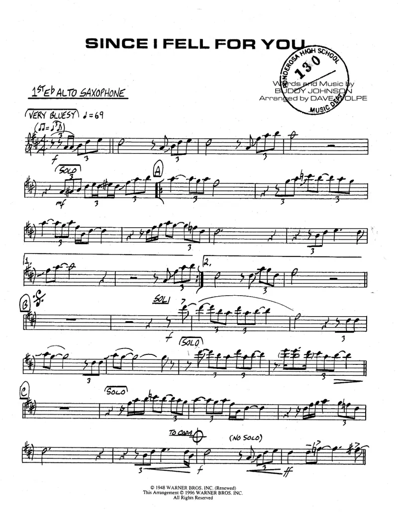 Since I Fell For You score preview