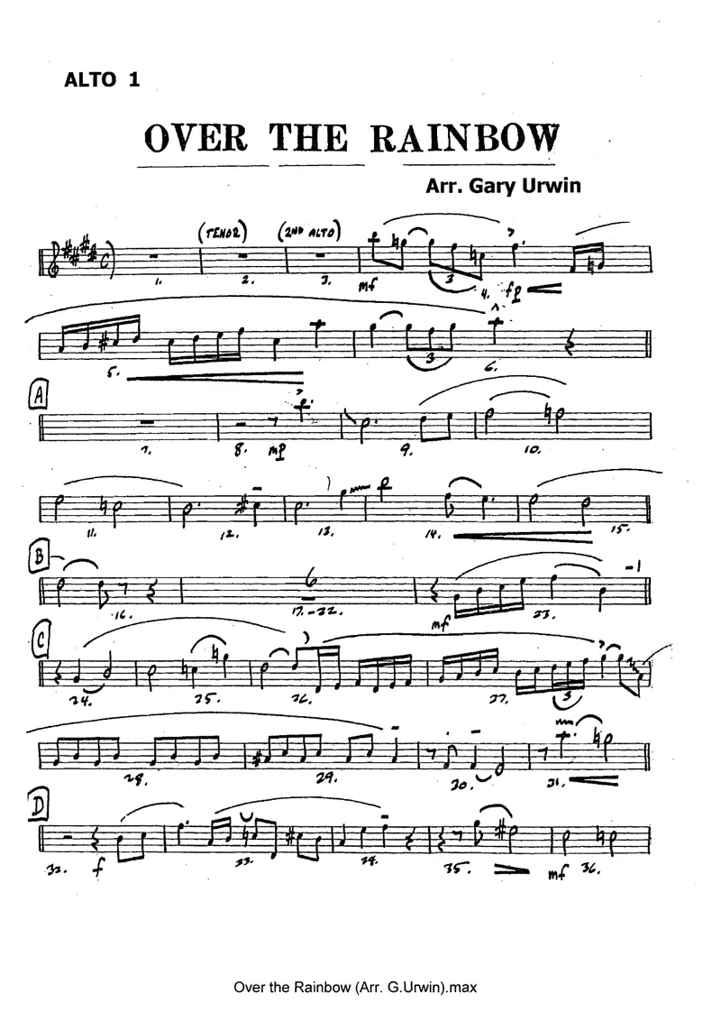 Over The Rainbow score preview