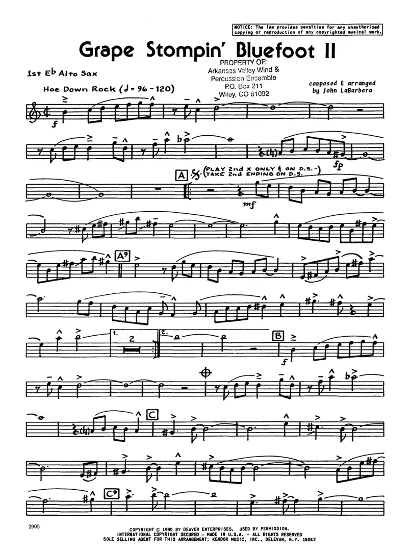Grape Stompin' Bluefoot II score preview