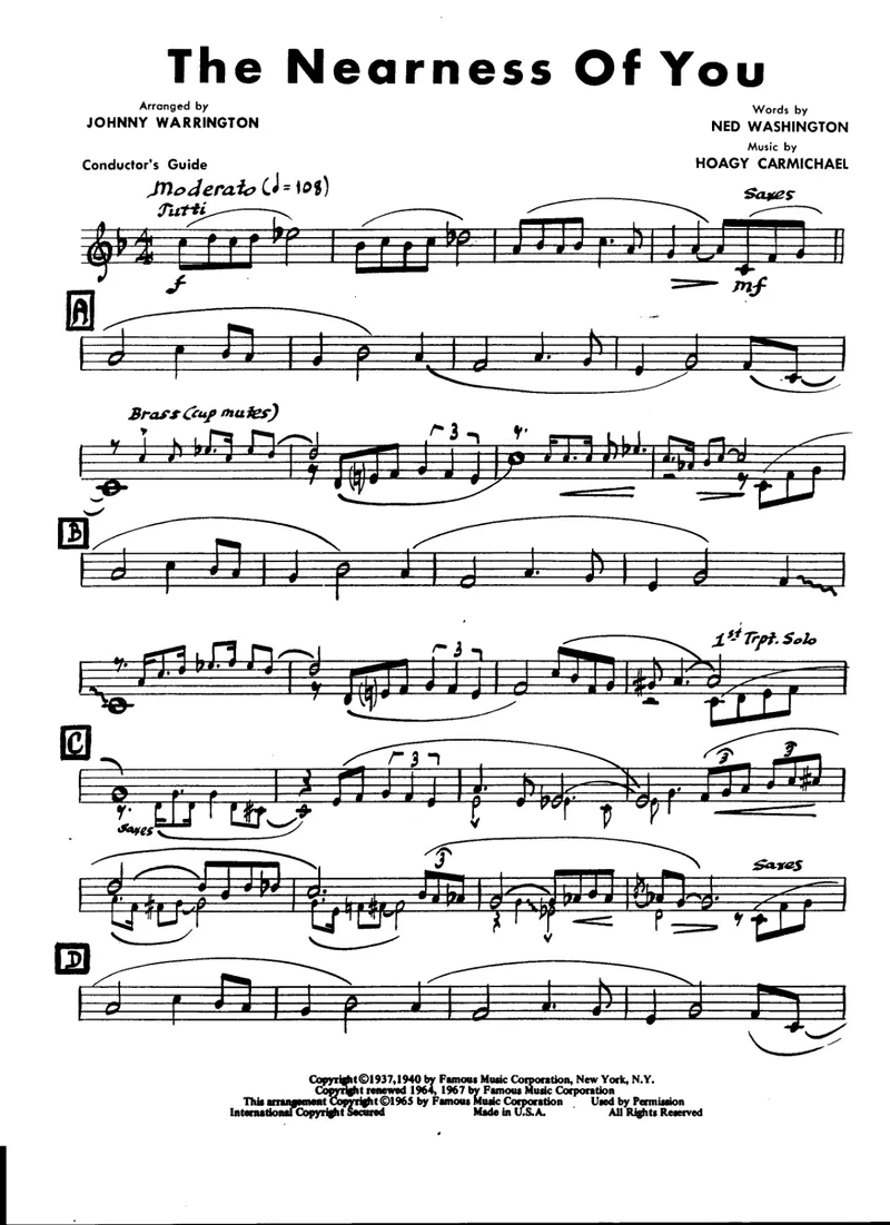 The Nearness Of You score preview