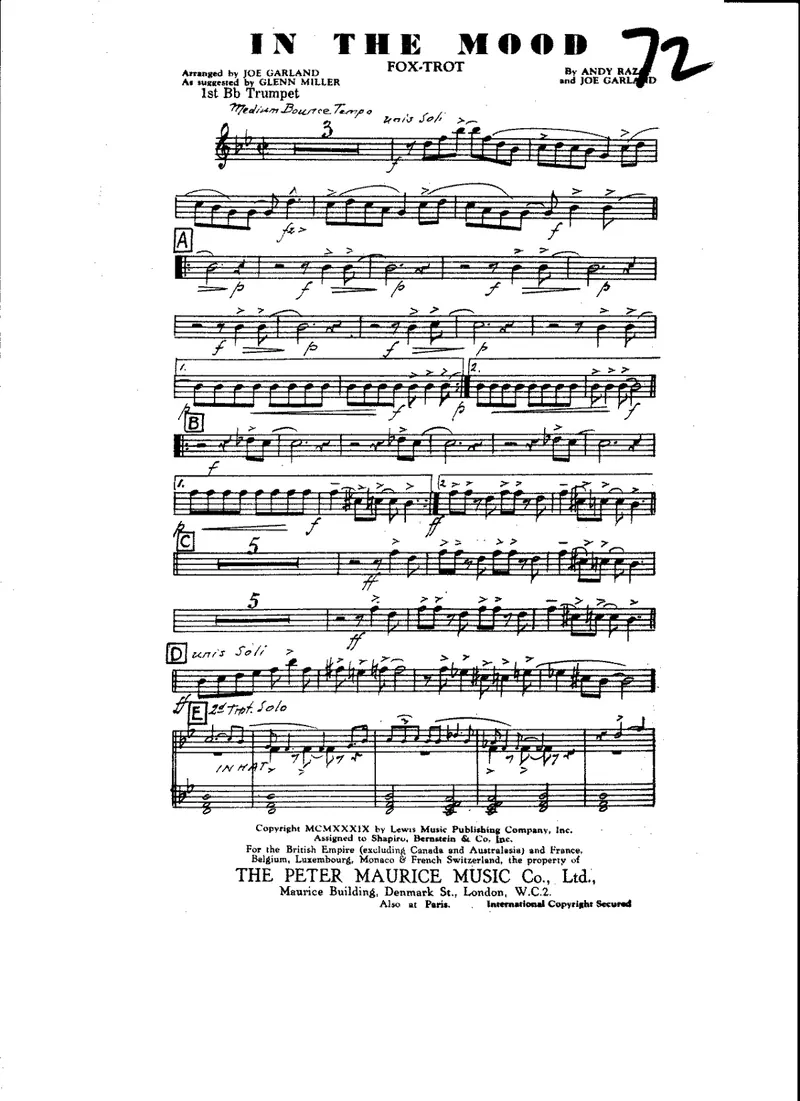 In The Mood score preview