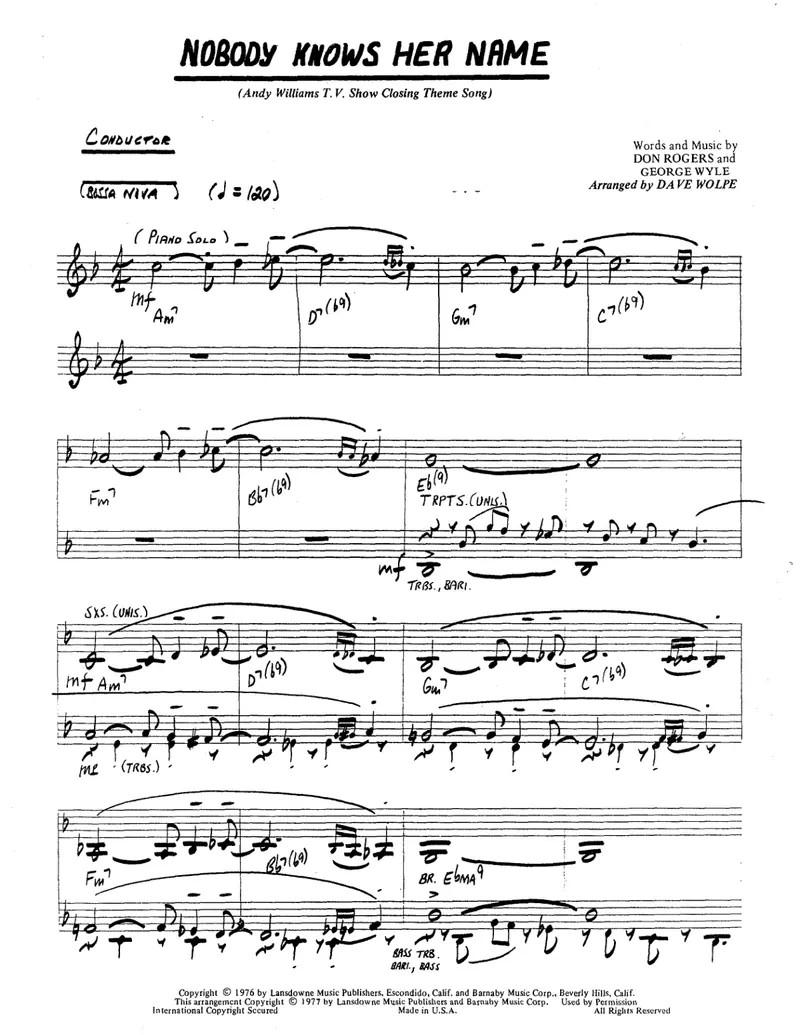 Nobody Knows Her Name score preview