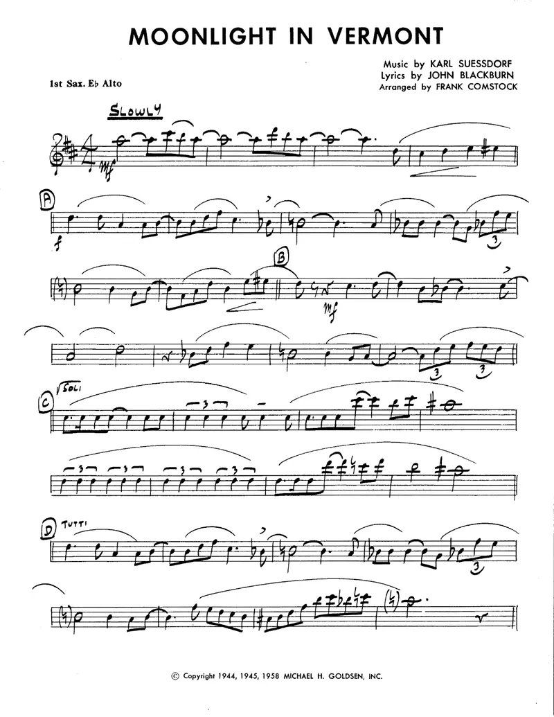 Moonlight In Vermont score preview