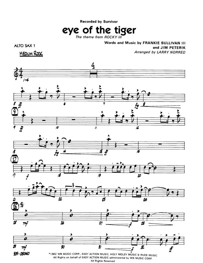 Eye Of The Tiger score preview