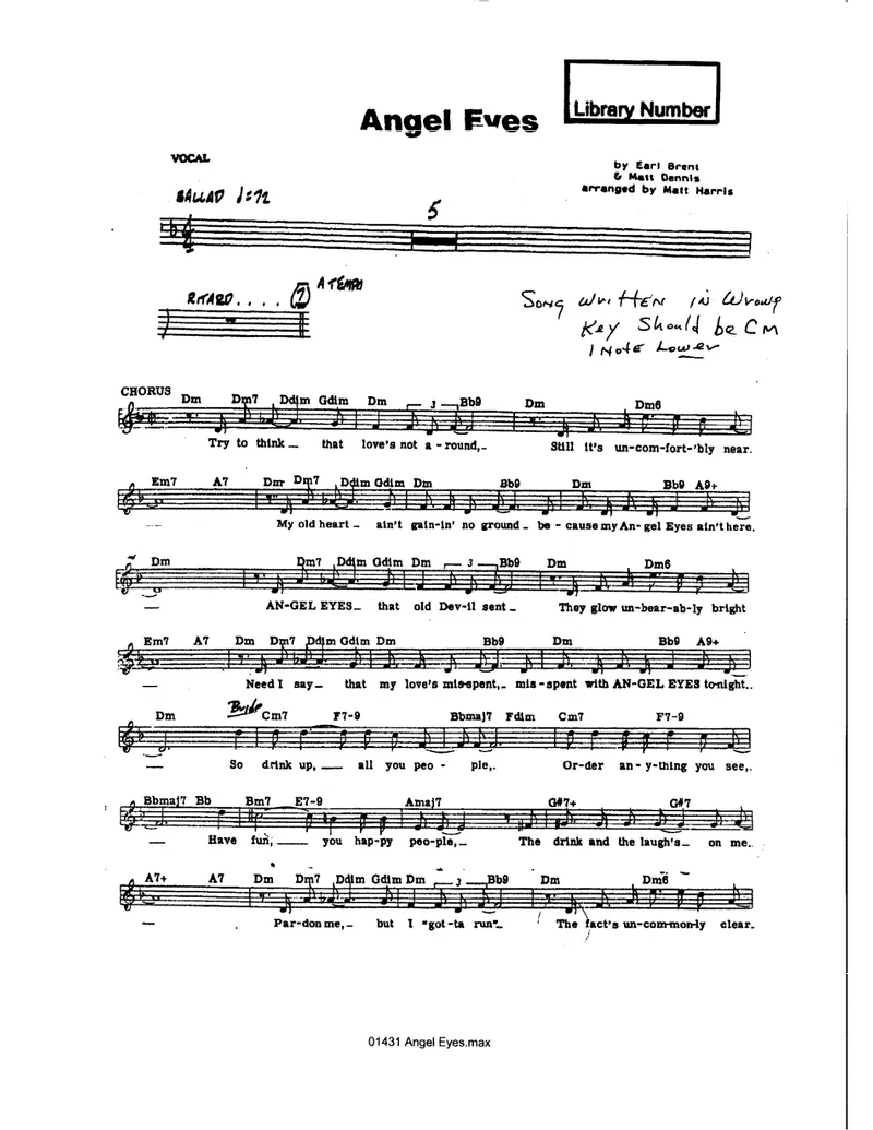 Angel Eyes (Matt Haris) score preview